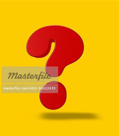 red question mark on yellow background - 3d illustration