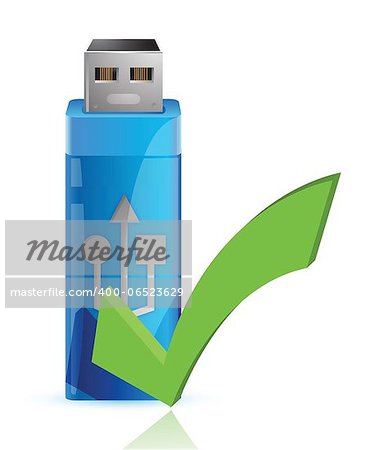 USB Flash drive with OK sign illustration design