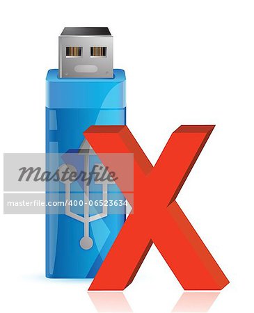 USB Flash Drive with BREAKDOWN sign. illustration design