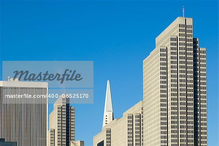 buildings on the sanfrancisco city skyline, transamaerica building and the embacadero centre