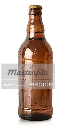 Beer in a brown bottle isolated on a white background