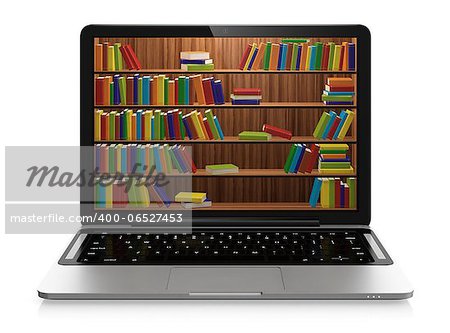 Computer generated 3D illustration of electronic library concept