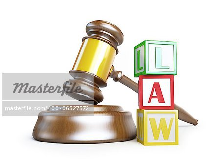 gavel law on a white background