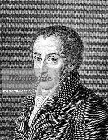 August von Kotzebue (1761-1819) on engraving from 1859. German dramatist and author. Engraved by unknown artist and published in Meyers Konversations-Lexikon, Germany,1859.