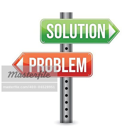 problem solution road sign illustration design over a white background