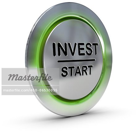 invest start button over white background, concept of investment and risk management