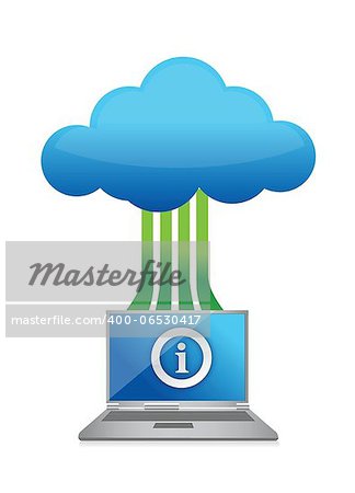 cloud information with laptop illustration design over white