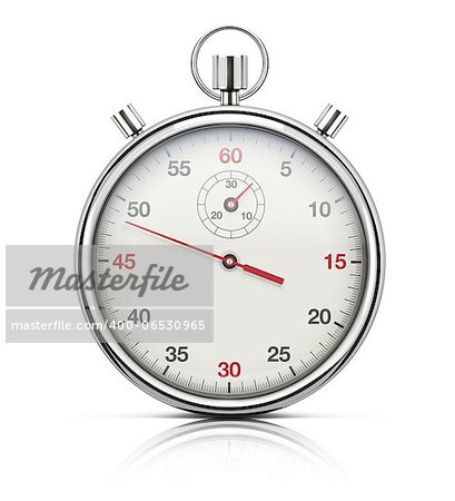 Vector illustration of realistic stopwatch or chronometer watch isolated on white background