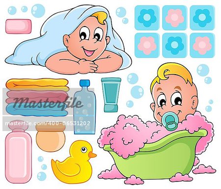 Baby bath theme collection 1 - vector illustration.