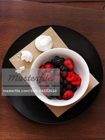 Bowl of berries with meringue