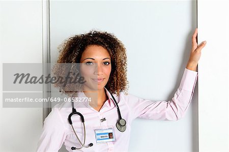 Doctor wearing stethoscope in hospital