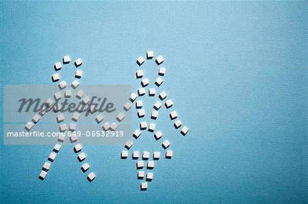 Sugar cubes in shape of couple