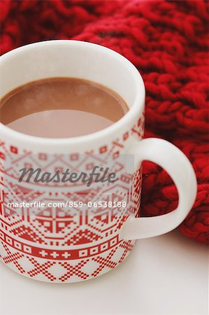 Hot cocoa and red scarf