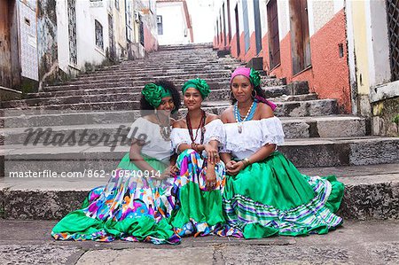 South America, Brazil, dancers from the Tambor de Crioula group Catarina Mina, in the streets of Sao Luis MR