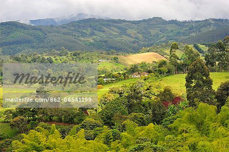 The hilly landscape South of Popayan, Colombia, South America