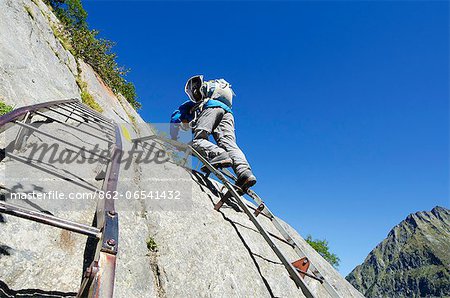 Europe, France, French Alps, Haute Savoie, Chamonix, climbing above Mer de Glace, Mont Blanc Massif, MR,