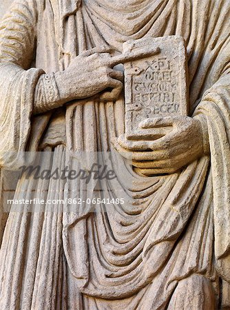 France, Provence, Arles, SaintTrophime cathedral, detail at entrance.