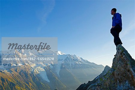 Europe, France, French Alps, Haute Savoie, Chamonix, view to Mt Blanc , MR,