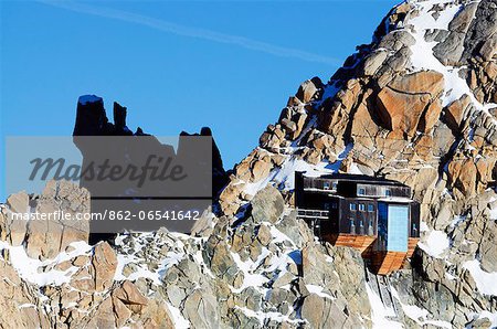 Europe, France, French Alps, Haute Savoie, Chamonix, Cosmiques mountain refuge at Aiguille du Midi Europe, France, French Alps, Haute Savoie, Chamonix, Cosmiques mountain refuge at Aiguille du Midi