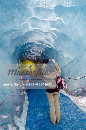Europe, France, French Alps, Haute Savoie, Chamonix, ice cave on the Mer de Glace glacier MR