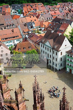 Europe, Germany, Freiburg, Baden Wurttemberg, view from Freiburg Cathedral of Munster Platz Cathedral Square