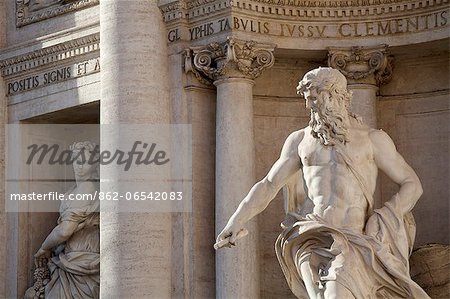 Rome, Lazio, Italy, Detail of Fontana di Trevi.