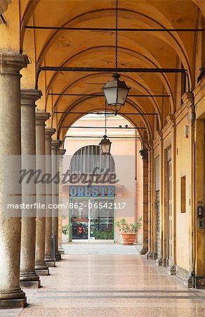 Modena, Emilia Romagna, Italy, Arches and columns, a typical sight of the Emilia Romagna region