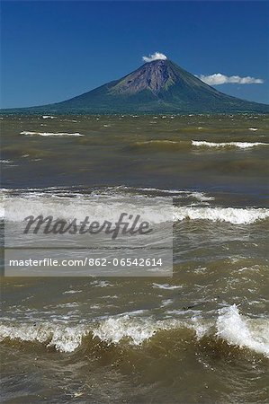 View to Volcan Conception and Ometepe Island across Lago Nicaragua,  Nicaragua, Central America