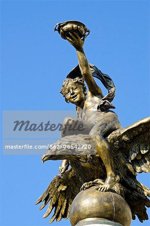 Europe, Slovakia, Bratislava, fountain statue outside the National Theatre
