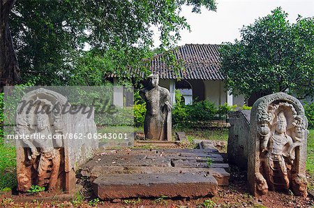 Sri Lanka, North Central Province, Anuradhapura, UNESCO World Heritage Site, Archaeological museum, Cobra King guard stones
