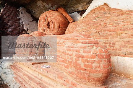 Sri Lanka, North Central Province, Sigiriya, brick built sleeping buddha statue