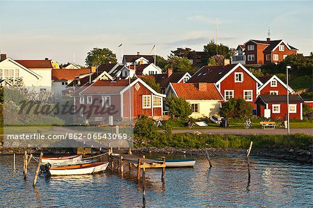 Gothenburg, Sweden. Traditional houses on the island of Aspero in Gothenburgs archipelago.