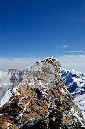Europe, Switzerland, Swiss Alps, Valais, Zermatt, climber on summit of The Matterhorn , 4478m,