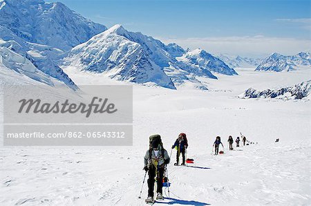 USA, United States of America, Alaska, Denali National Park, climbing expedition on Mt McKinley 6194m, highest mountain in north America