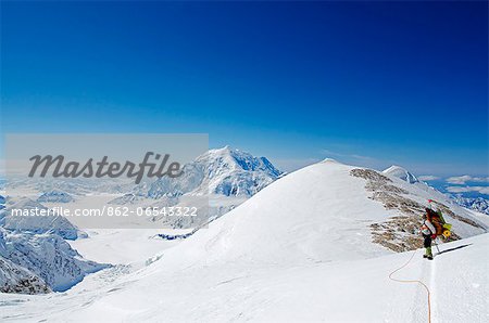 USA, United States of America, Alaska, Denali National Park, climber on Mt McKinley 6194m, highest mountain in north America, MR,