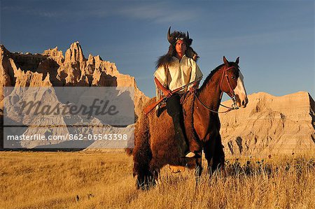 Lakota Indians in the Badlands of South Dakota, USA MR