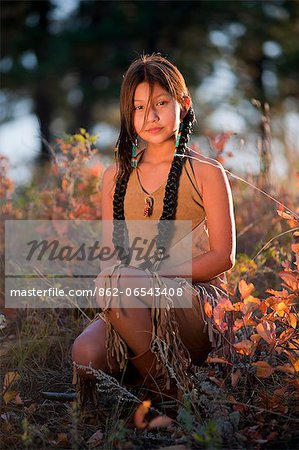 A Young Native Indian Girl, Crow Creek Sioux Tribe, South Dakota, USA MR