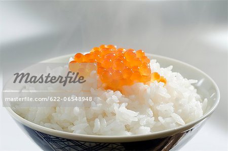 White rice and salmon roe