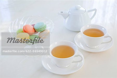 Herbal tea and macaroons