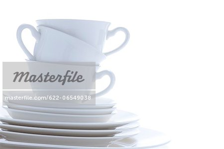 White plates and cups