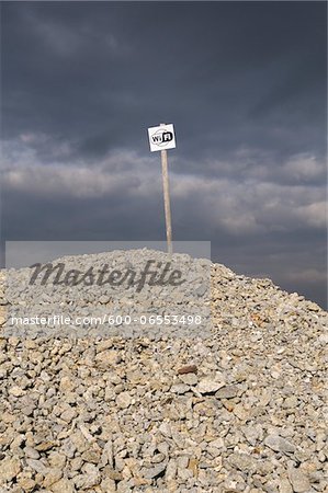 Sign with WiFi on Pile of Rocks, Frontignan, Herault, France