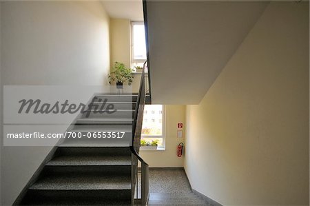 Stairs in Stairwell of Multi-Storied Building, Austria