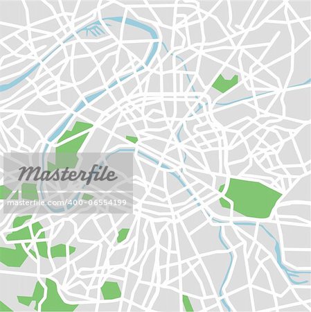 Layered vector illustration map of Paris.
