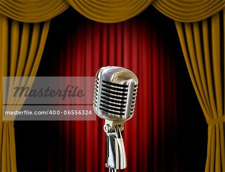 Retro microphone and curtains