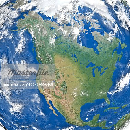 Detailed illustration of North America. Elements of this image furnished by NASA