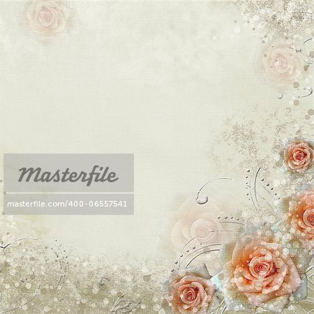 Grunge white  wedding background with roses