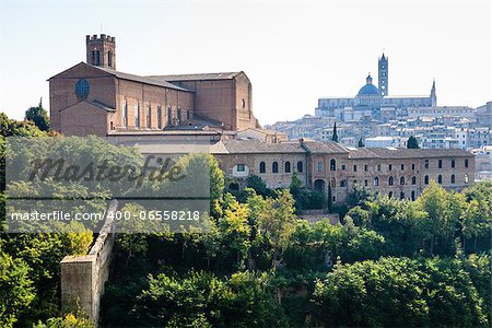 Panoramic View of Santa Maria Cathedral and City of Siena, Tuscany, Italy