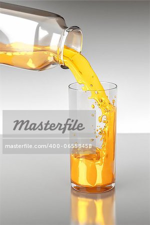 An image of orange juce bottle onad glass