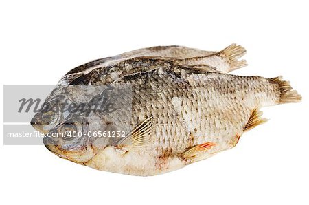 dried fish is isolated on white