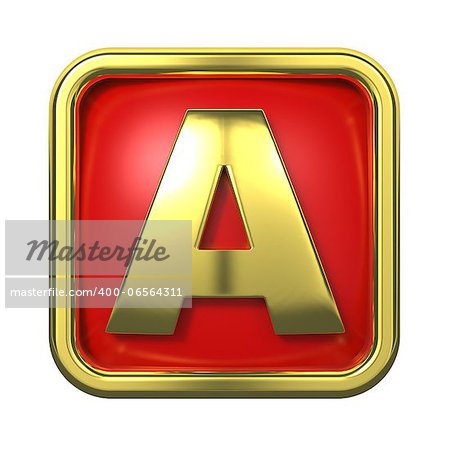 Gold Letter "A" on Red Background with Frame.